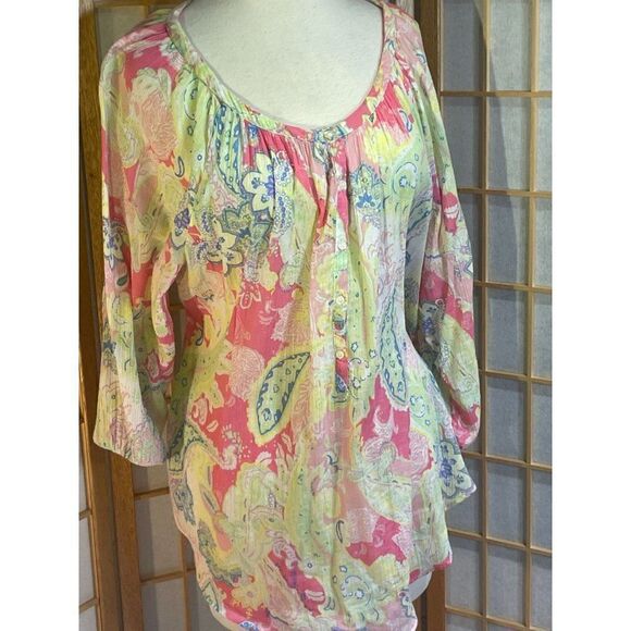 American Living Med Tropical Blouse - Picture 9 of 14